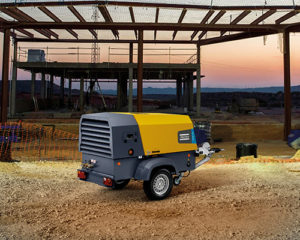 Atlas Copco XAHS 108 compressor construction site